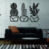 SSDECO.es | Cuadro Decorativo Tríptico de Cactus - Set de 3 Piezas en Madera Negra (40x70 cm) - Arte Moderno para Sala, Dormitorio y Oficina